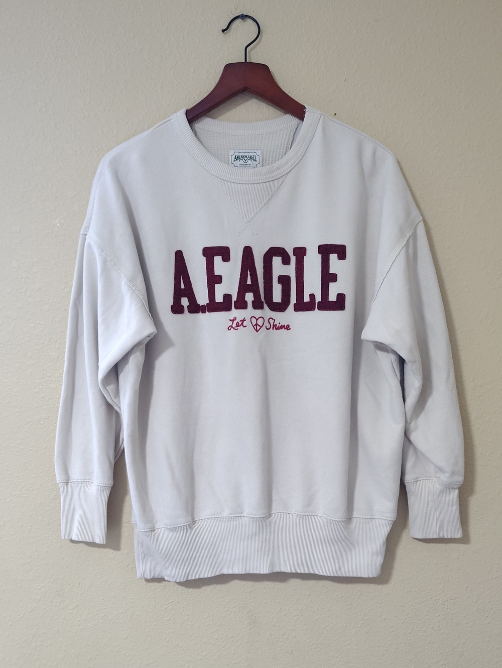 American Eagle Cotton Blend Logo Oversized Crewneck Sweatshirt Size XS Preppy